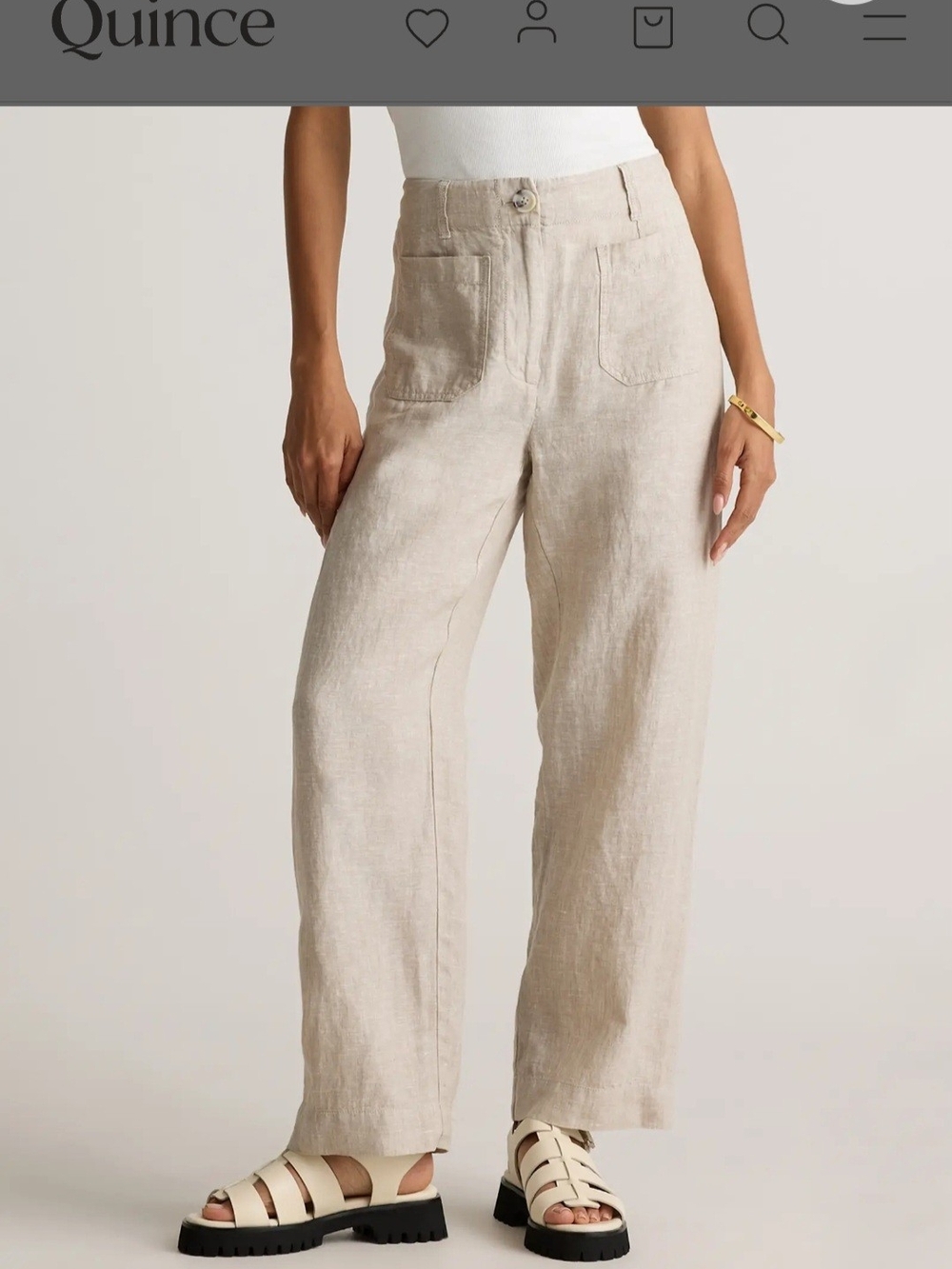 Quince 100% European Linen Patch Pocket Wide Leg Pants